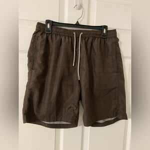 T37- CHRISTIAN KIMBER Brown AMERICA Houndstooth Swim Shorts